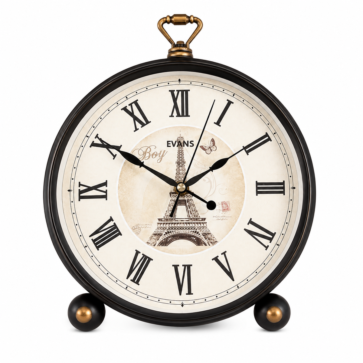 Vintage Paris Table Clock | Retro Roman Numeral Decorative Clock