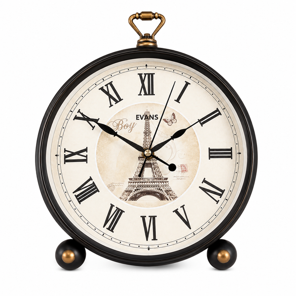Vintage Paris Table Clock | Retro Roman Numeral Decorative Clock