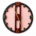 Modern Wooden Designer Wall Clock – Round Silent Analog Clock with Black & Gold Accents
