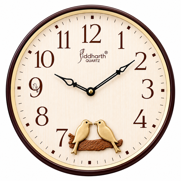 Siddharth Quartz Bird Design Wall Clock – Elegant Decorative Silent Analog Clock for Home & Office