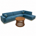 Luxury Blue L-Shaped Sectional Sofa
