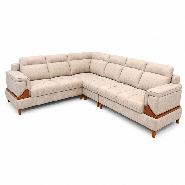 Modern Cream L-Shaped Sectional Sofa