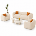 Modern Cream Sofa Set with Orange Cushions