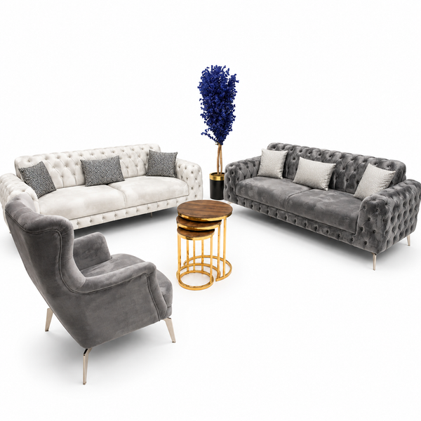 Luxury Chesterfield Sofa Set – Modern Velvet Living Room Furniture