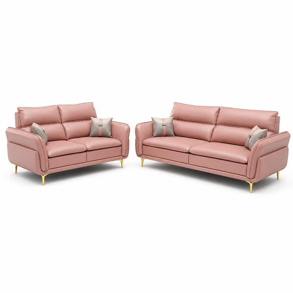Modern Luxury 3+2 Seater Pink Sofa Set – Premium Leather Finish