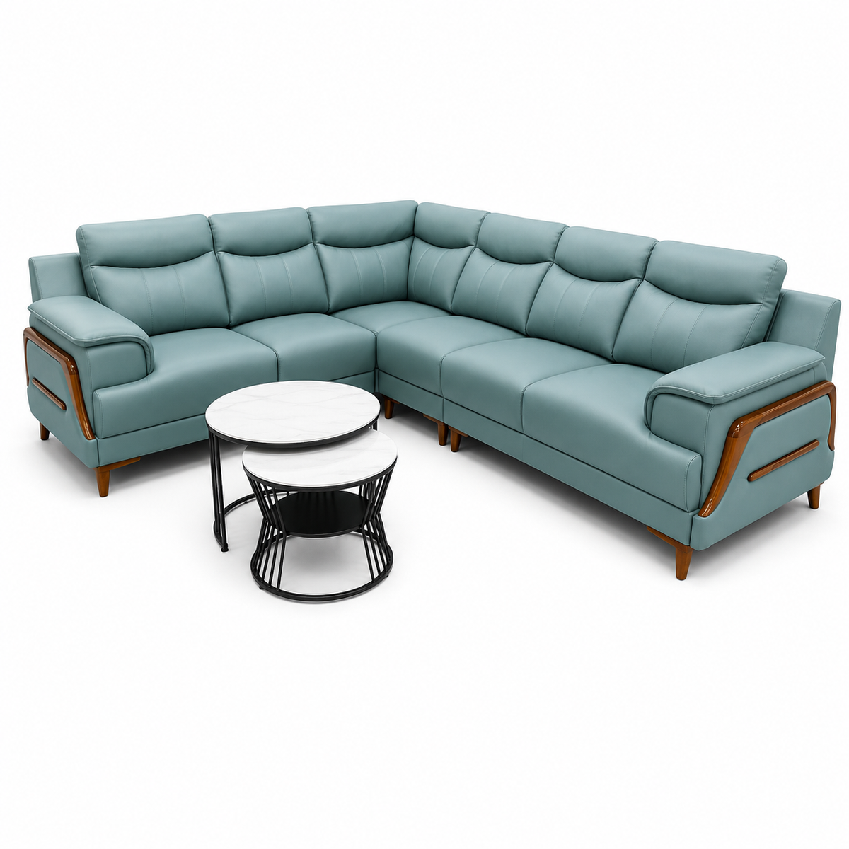Aqua Blue L Shape Corner Sofa Set