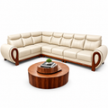 Luxury L-Shaped Leather Corner Sofa – Cream White