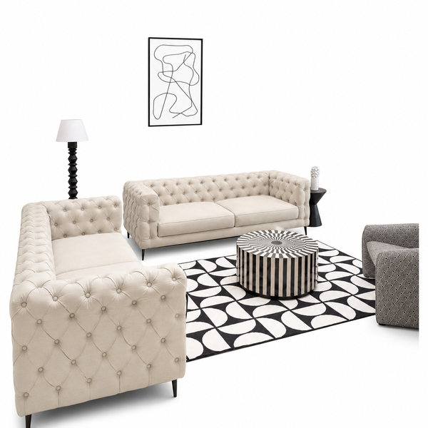 Luxury Chesterfield 3+2 Seater Sofa Set – Cream Velvet