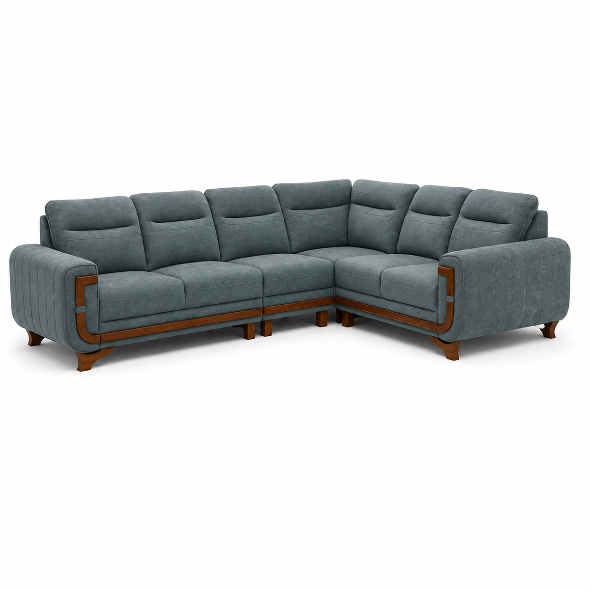 Modern Grey L-Shaped Fabric Corner Sofa