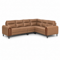 Modern L-Shaped Leather Corner Sofa – Camel Brown