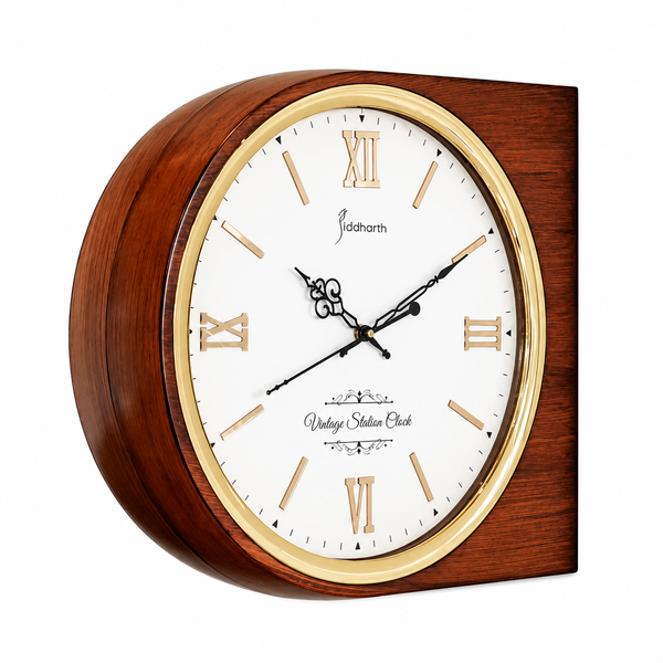 Double Side Wall Clock – Elegant Vintage Wooden Design