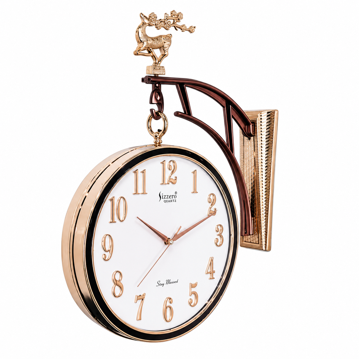 Double Side Wall Clock – Elegant Golden Vintage Design
