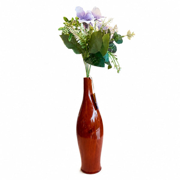 Artificial Lavender Flower Bouquet with Decorative Brown Vase
