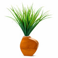 Artificial Green Grass Plant with Wooden Decorative Vase
