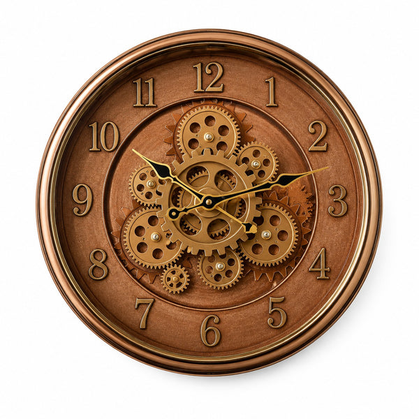 Vintage Bronze Mechanical Gear Wall Clock | Luxury Home Decor