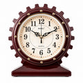 Vintage Industrial Gear Table Clock | Retro Quartz Desk Clock