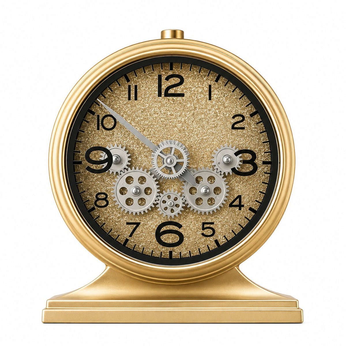 Luxury Gold Gear Table Clock | Modern Decorative Quartz Clock