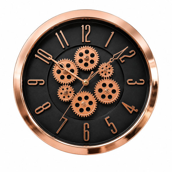 Luxury Rose Gold Mechanical Gear Wall Clock | Modern Home Decor