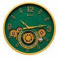 Luxury Green & Gold Gear Wall Clock – Premium Designer Decorative Clock