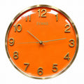 Modern Orange & Gold Wall Clock – Contemporary Designer Decorative Clock
