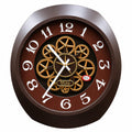 Luxury Brown Gear Wall Clock with Gold Accents – Designer Decorative Wall Clock