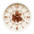 Elegant White Gear Wall Clock with Rose Gold Accents