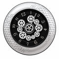 Modern Black & Silver Gear Wall Clock with Geometric Frame