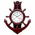 Elegant Nautical Anchor Wall Clock with Wooden Ship Wheel Design