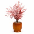 Artificial Pink Foliage Plant in Wooden Pot