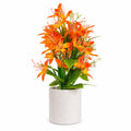 Artificial Orange Flower Plant with Ceramic Pot