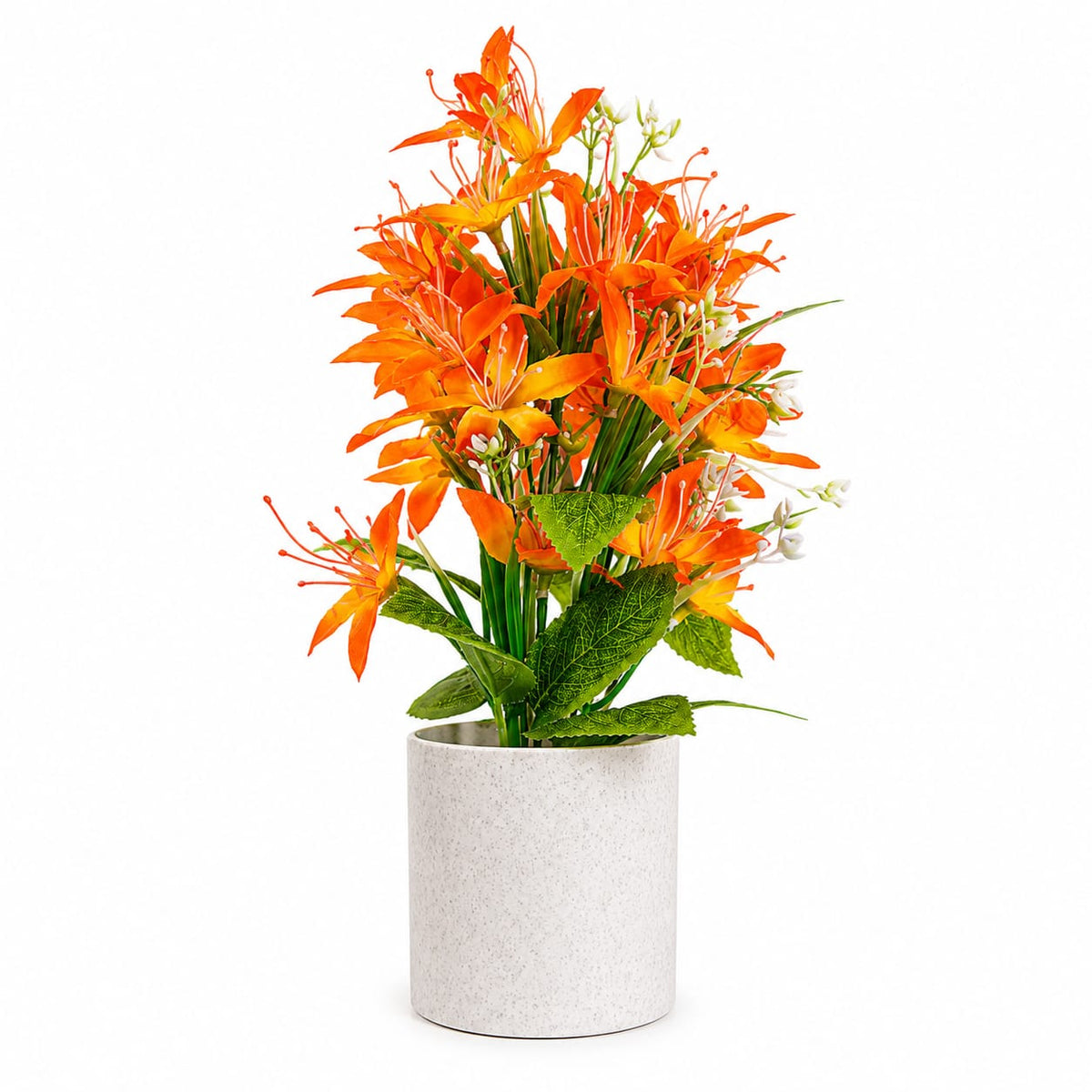 Artificial Orange Flower Plant with Ceramic Pot
