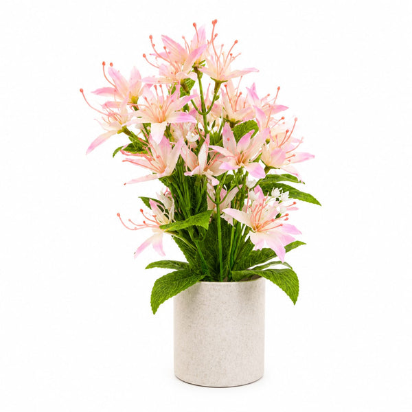 Artificial Pink Blossom Flower Plant with Ceramic Pot