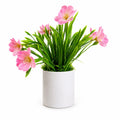 Artificial Pink Flower Plant with Green Foliage in Ceramic Pot
