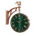 Double-Sided Green Dial Wall Clock with Deer Design